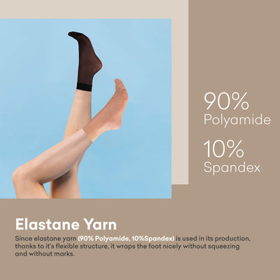 ELYFER Women Stylish Ankle High Nylon Sheer Socks  #color_natural