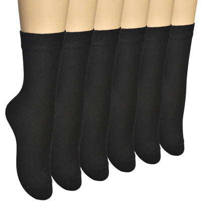 Women's Thin Bamboo Dress Socks Above Ankle #color_black