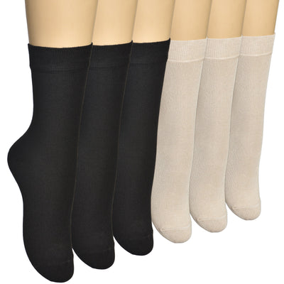 Women's Thin Bamboo Dress Socks Above Ankle  #color_black-beige