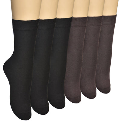 Women's Thin Bamboo Dress Socks Above Ankle #color_black-brown