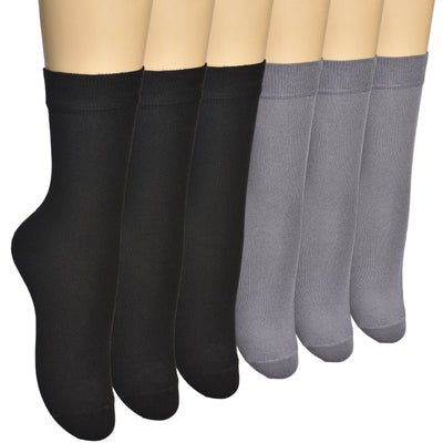 Women's Thin Bamboo Dress Socks Above Ankle #color_black-grey