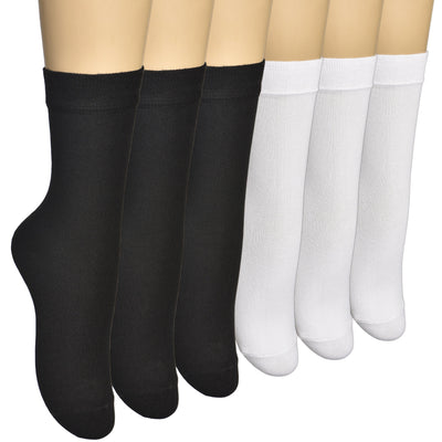 Women's Thin Bamboo Dress Socks Above Ankle #color_black-white