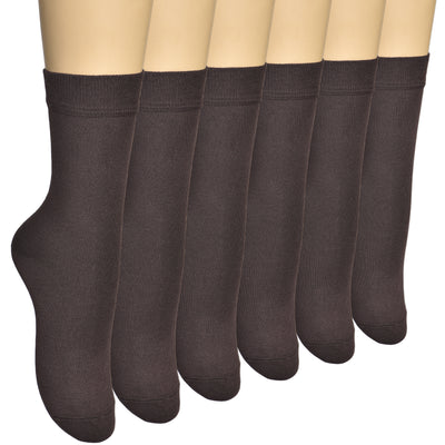 Women's Thin Bamboo Dress Socks Above Ankle #color_brown