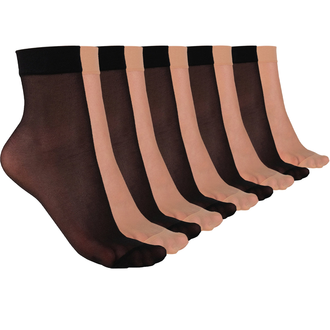 ELYFER Stylish Ankle High Nylon Sheer Socks  for Women #color_black-natural