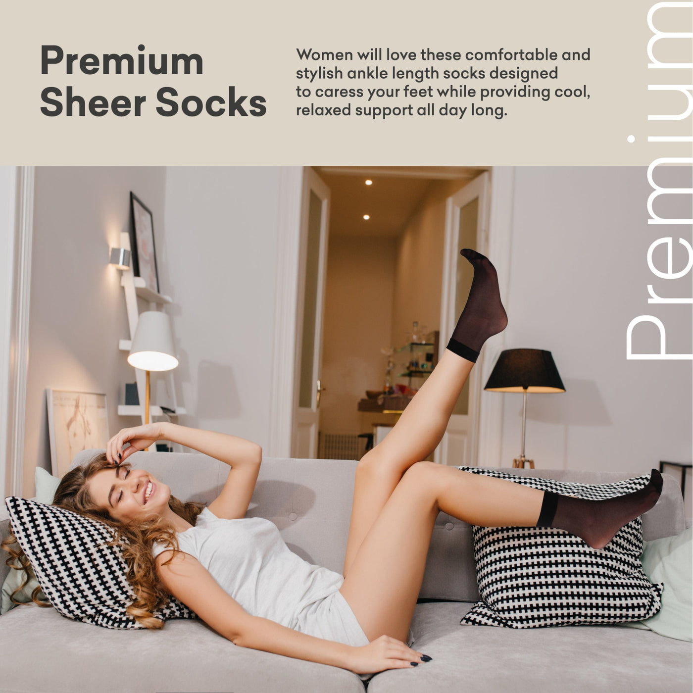 ELYFER Stylish Ankle High Nylon Sheer Socks  for Women #color_black