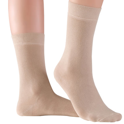 Elyfer Womens Thin Bamboo Dress Socks Seamless Toe - Above Ankle - Soft - Durable - Breathable 8 Pairs #color_beige