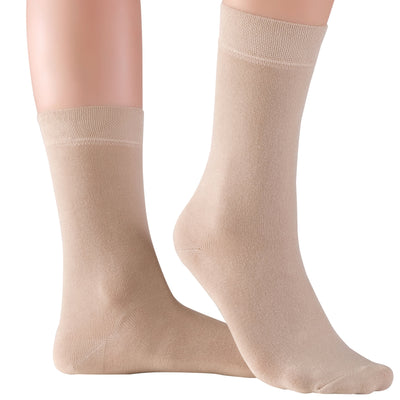 Women's Thin Bamboo Dress Socks Above Ankle #color_black-beige