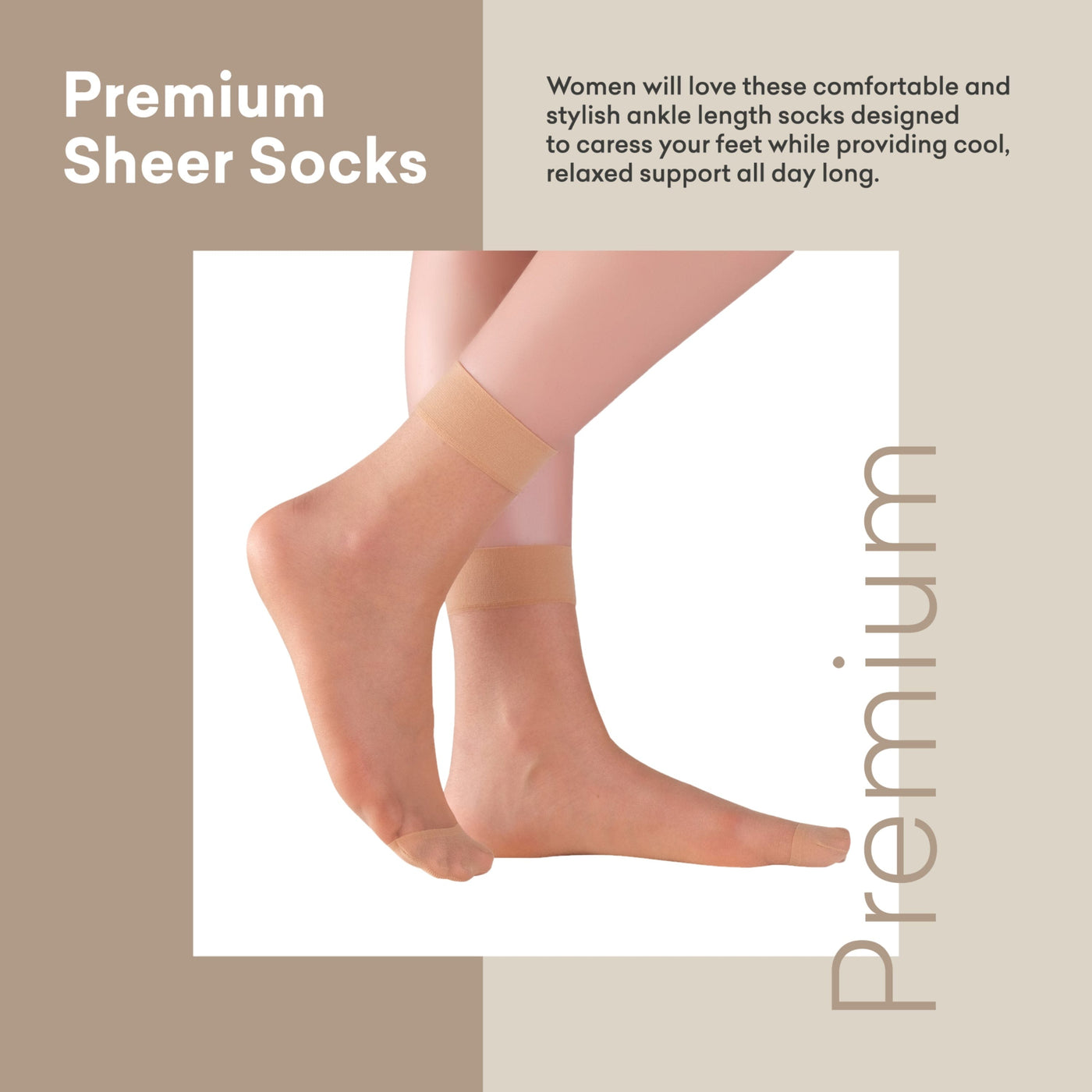 ELYFER Stylish Ankle High Nylon Sheer Socks  for Women #color_natural