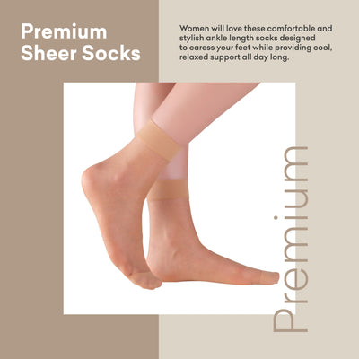 ELYFER Women Stylish Ankle High Nylon Sheer Socks  #color_natural