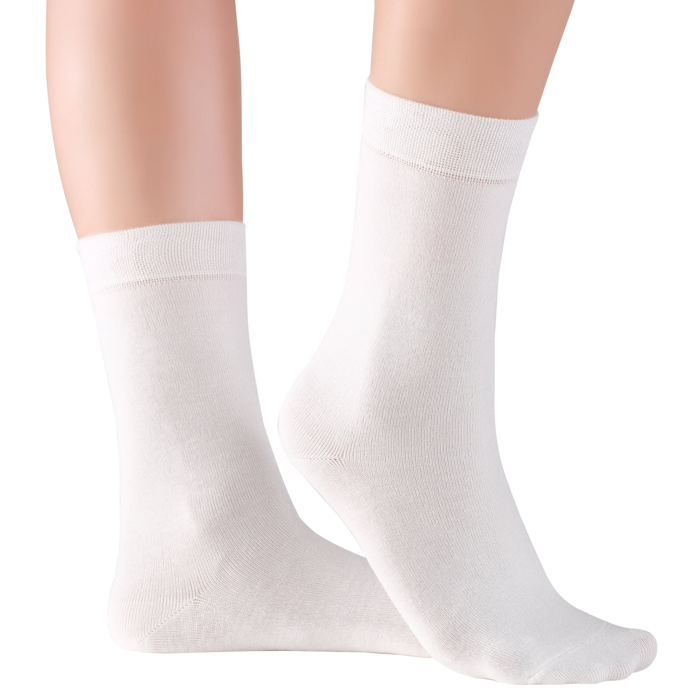 Women's Thin Bamboo Dress Socks Above Ankle #color_white