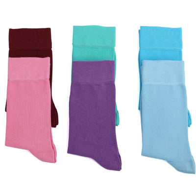 Women's Thin Bamboo Dress Socks Above Ankle #color_mix