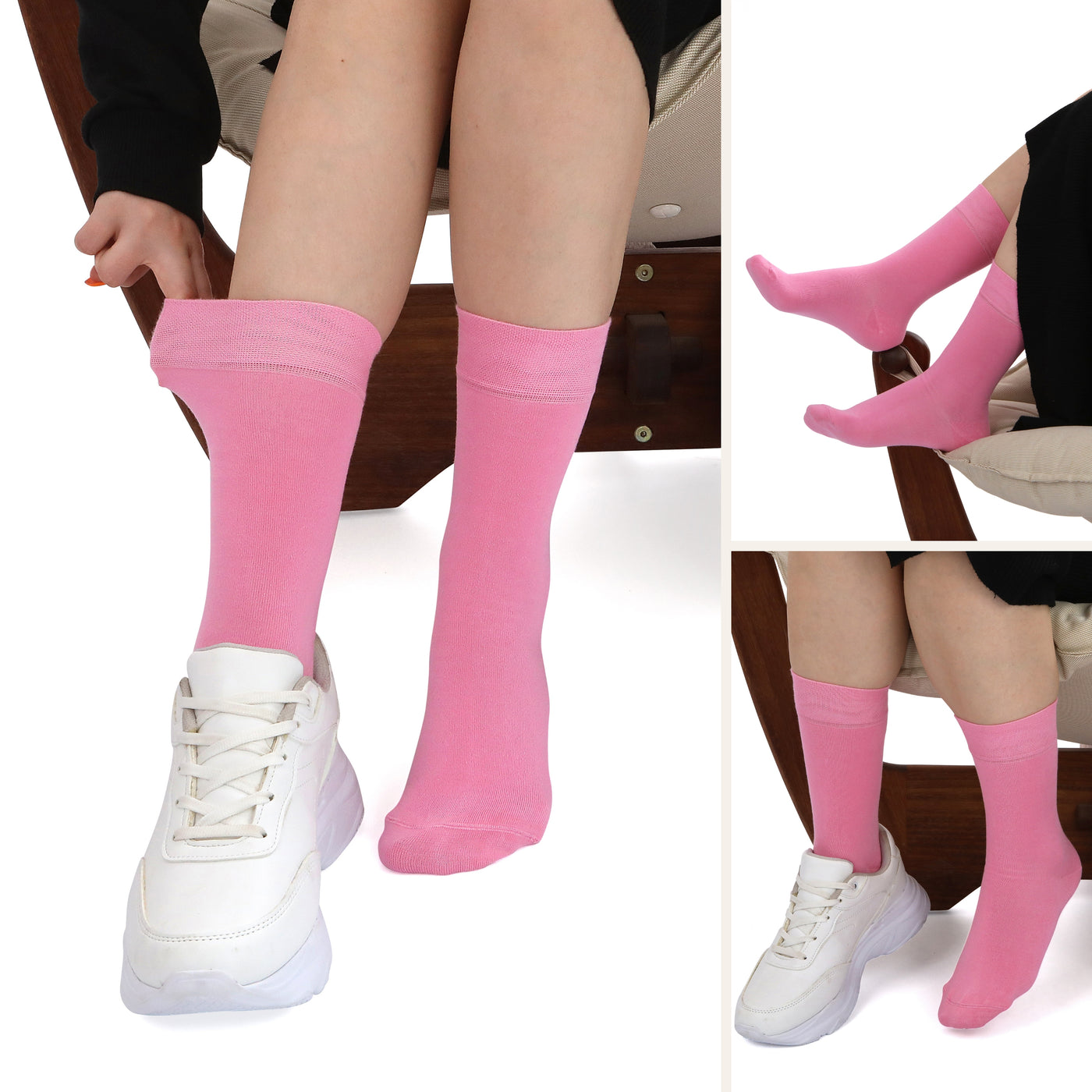 Elyfer-Socks-Pink-Bamboo-Crew-Socks-for-Women-in-Gift-Box #color_pink