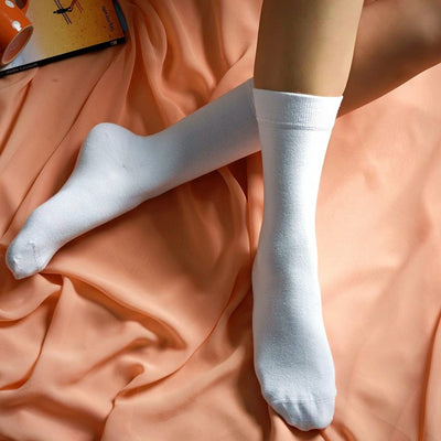 Women's Thin Bamboo Dress Socks Above Ankle #color_white