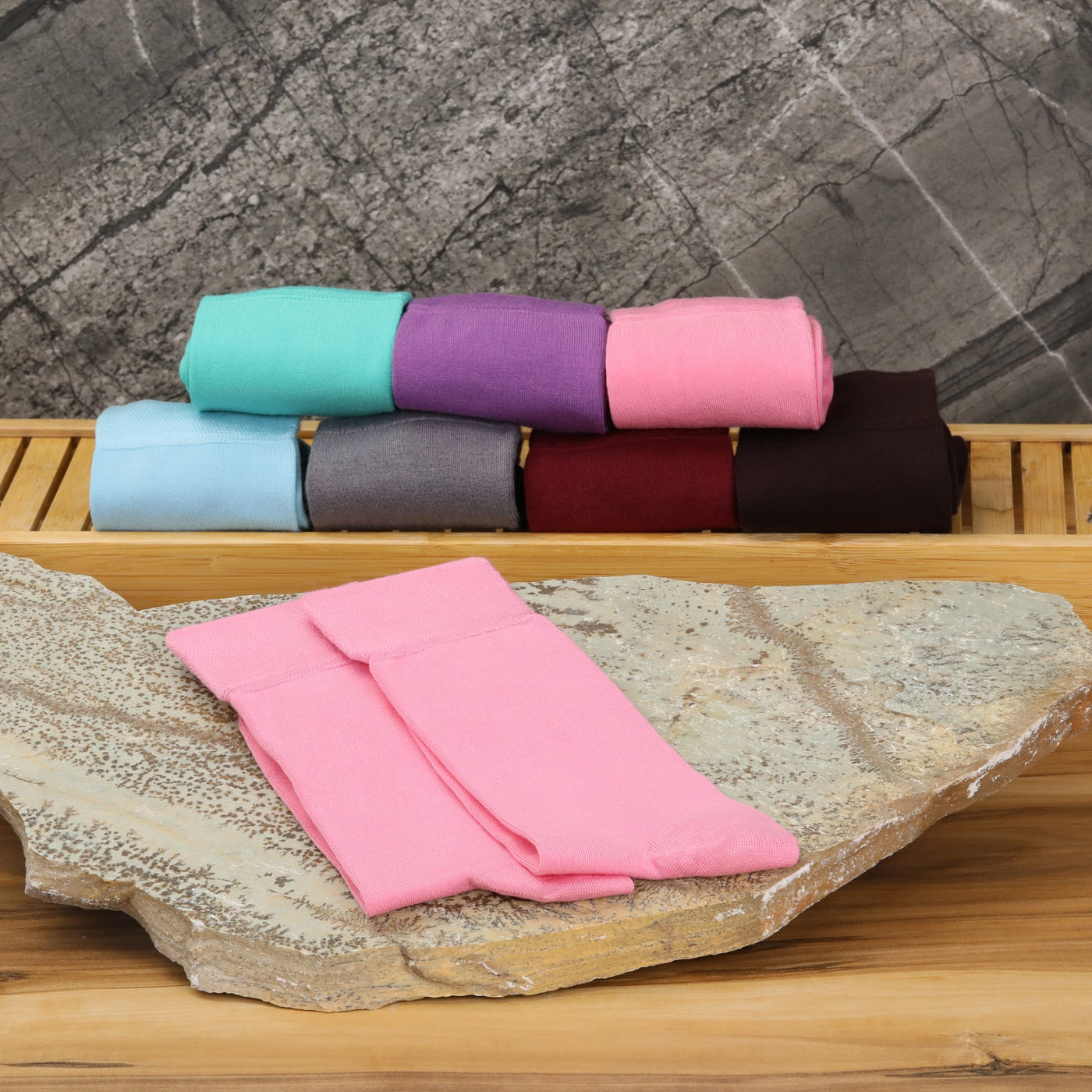 Elyfer-Socks-Pink-Bamboo-Crew-Socks-for-Women-in-Gift-Box #color_pink