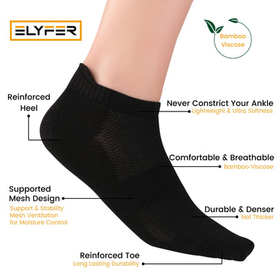 Elyfer Thin Bamboo Unisex Ankle Socks Low Cut Ankle Breathable Sports #color_mix