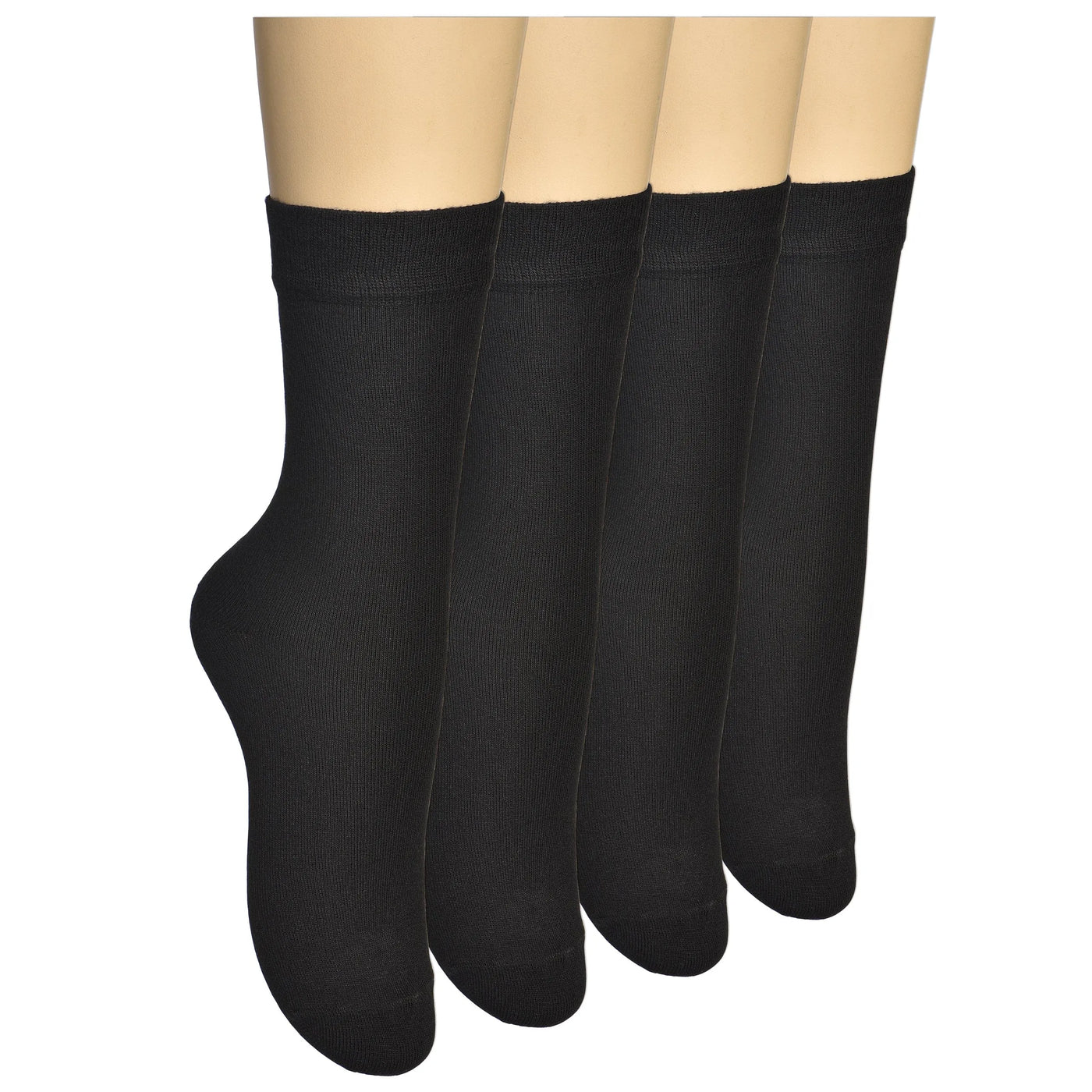 Women's Thin Bamboo Dress Socks Seamless Toe #color_black