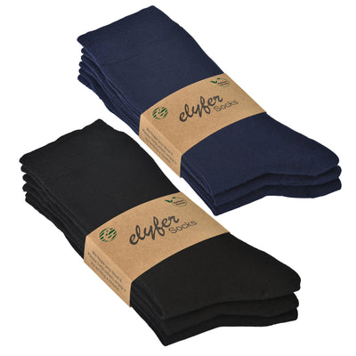 Women's Thin Bamboo Dress Socks Above Ankle #color_black-navy