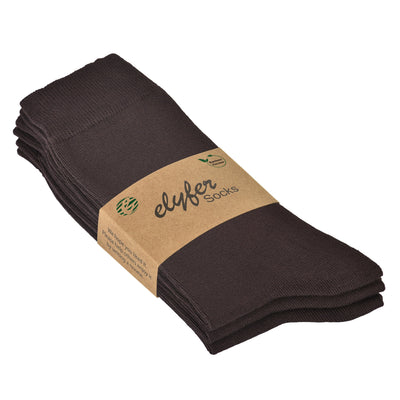 Women's Thin Bamboo Dress Socks Above Ankle #color_black-brown