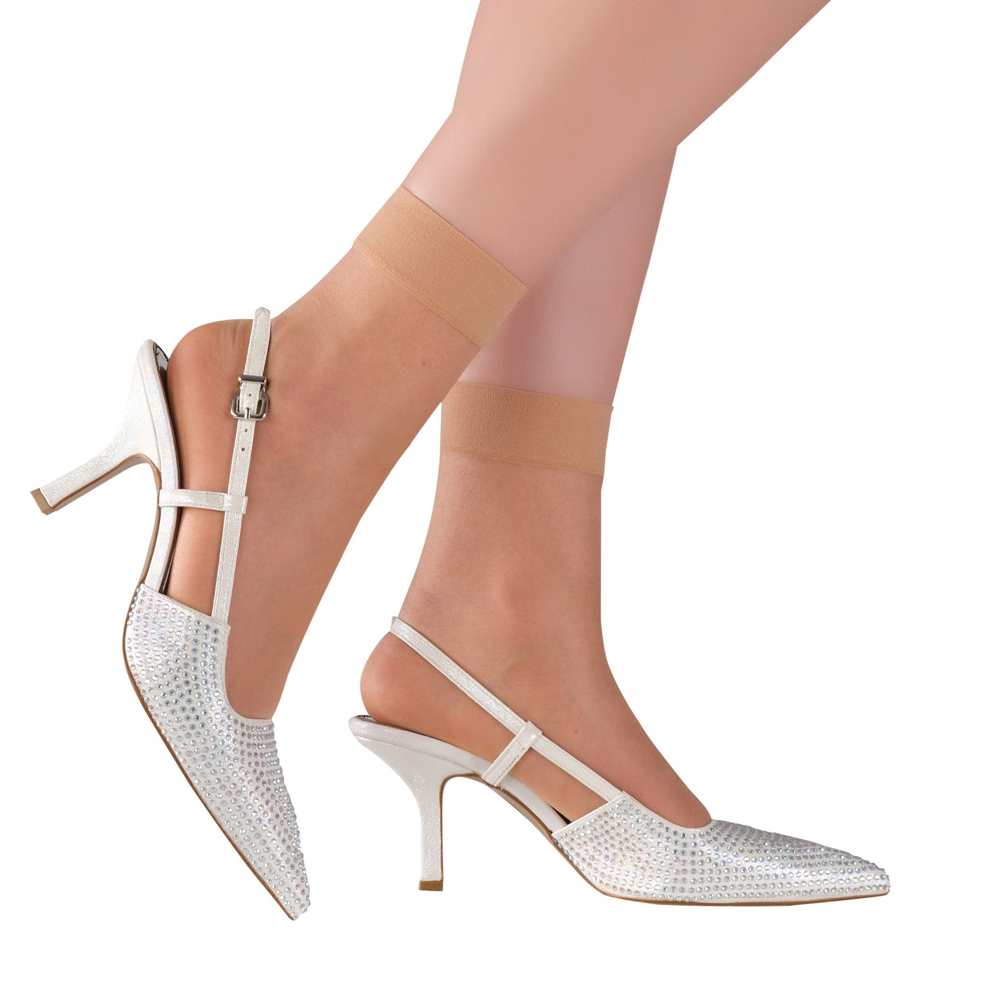 ELYFER Stylish Ankle High Nylon Sheer Socks  for Women #color_natural