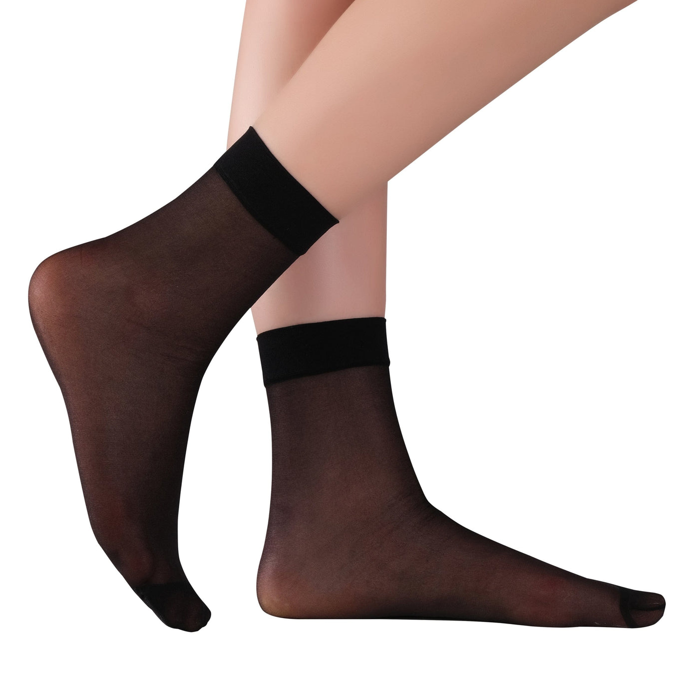 ELYFER Women Stylish Ankle High Nylon Sheer Socks  #color_black