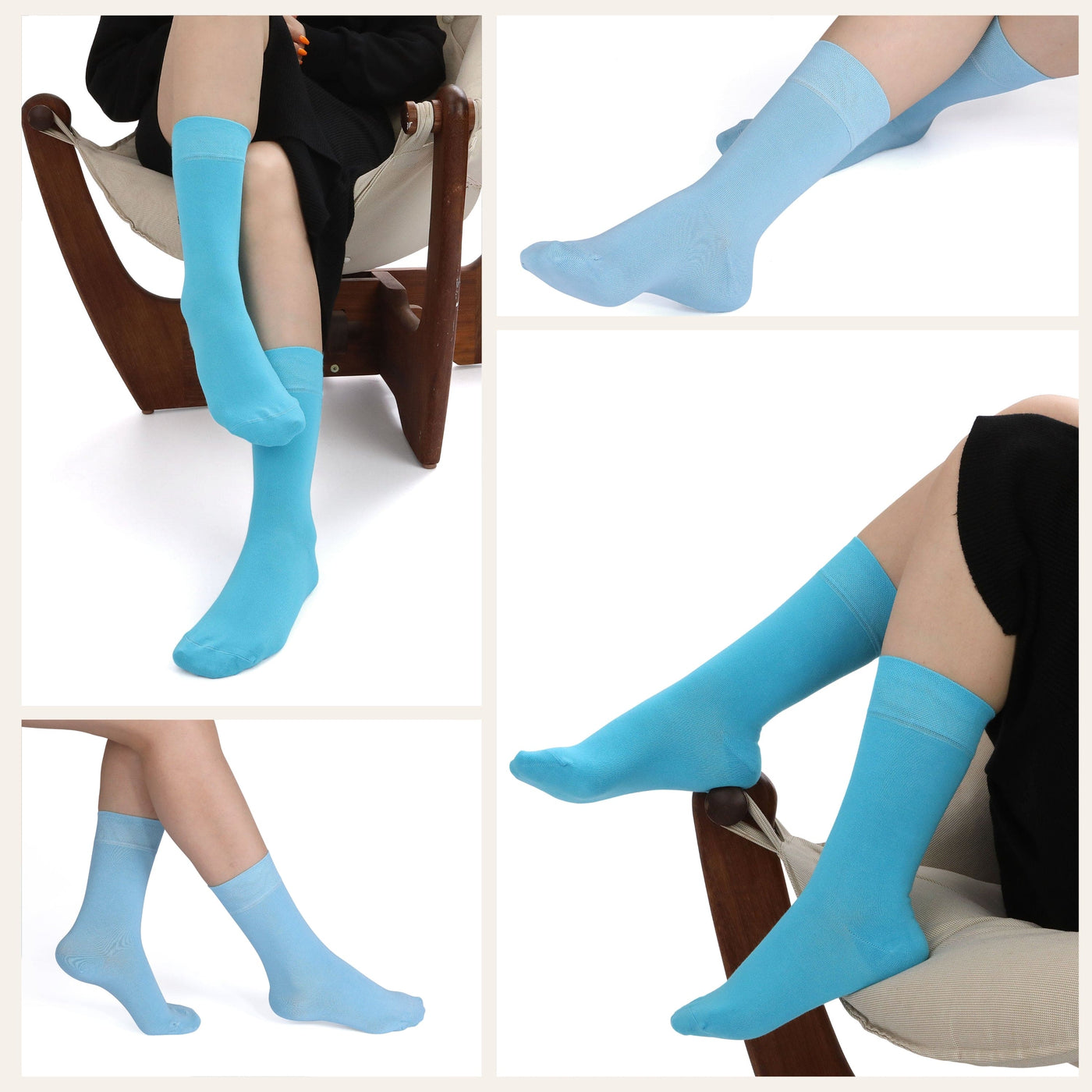 Women's Thin Bamboo Dress Socks Above Ankle #color_mix