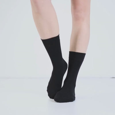 Women's Thin Bamboo Dress Socks Above Ankle #color_black-grey