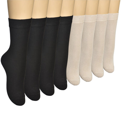 Elyfer Women Soft Thin Cotton Socks #color_black-beige
