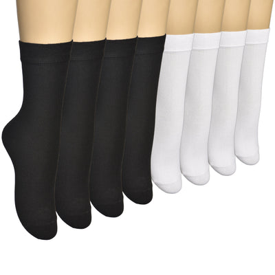 Elyfer Women Soft Thin Cotton Socks #color_black-white