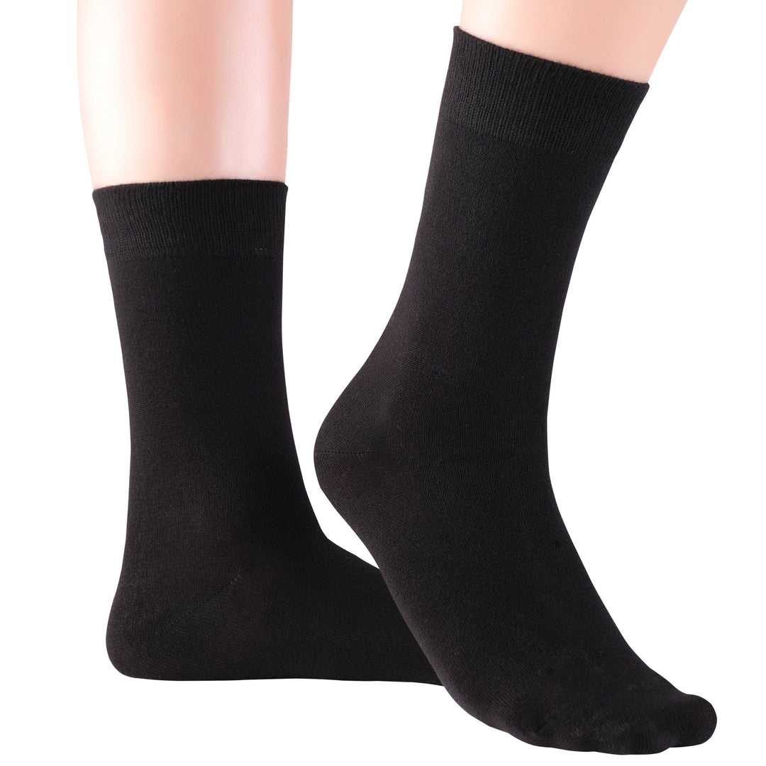 8 Pairs Women's Cotton Dress Socks, Black-Beige / 5-8.5