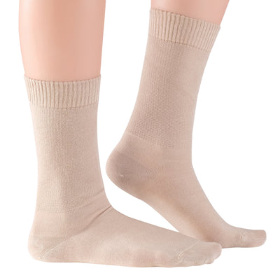 ELYFER Women's Diabetic Crew Socks Circulator #color_black-navy-beige-12