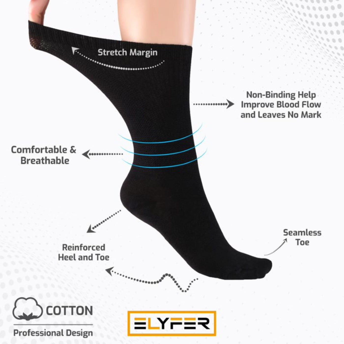 Elyfer Women Soft Thin Cotton Socks #color_white