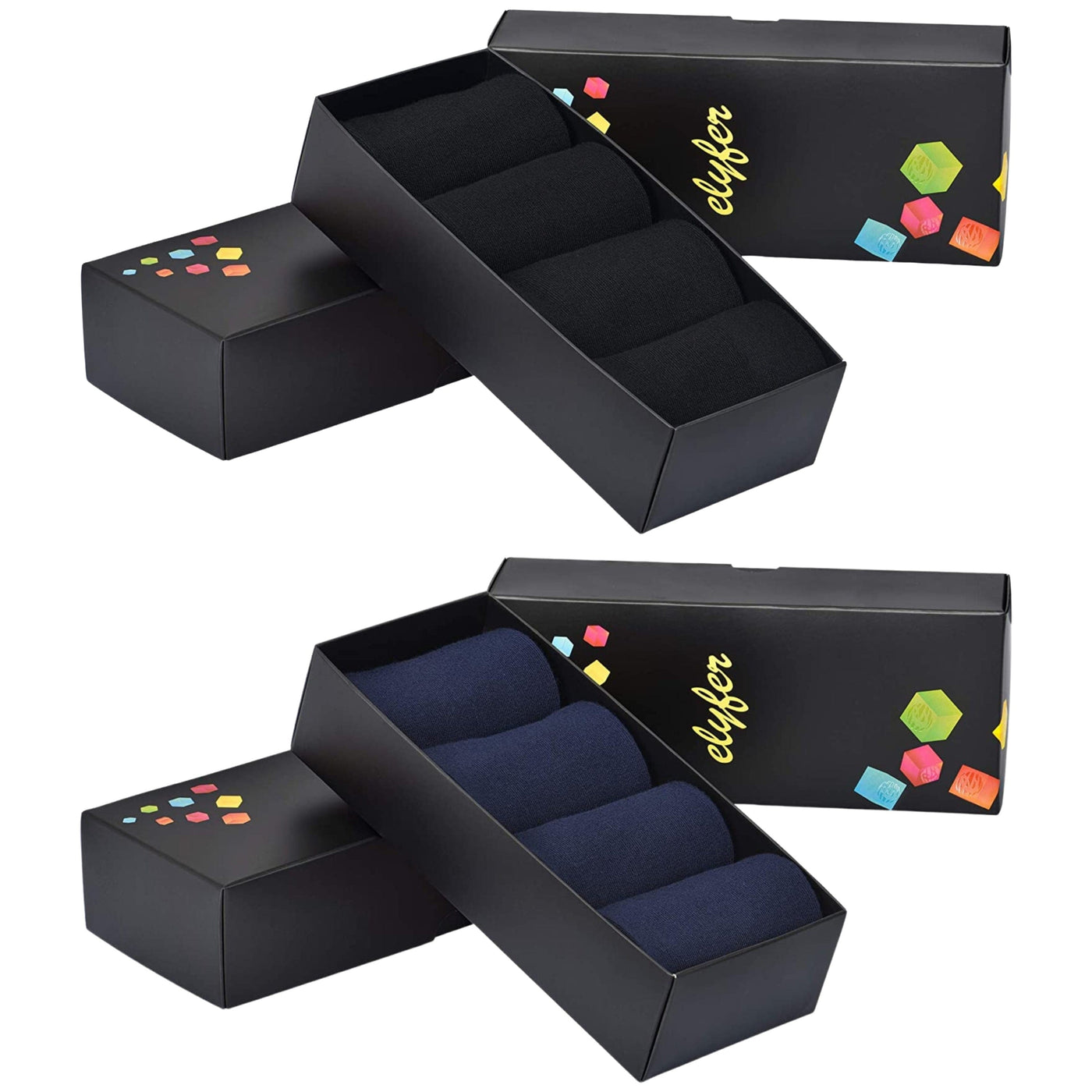 Elyfer Women Soft Thin Cotton Socks #color_black-navy
