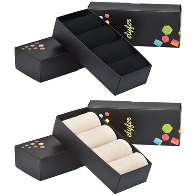Elyfer Women Soft Thin Cotton Socks #color_black-beige