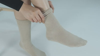 ELYFER Women's Bamboo Diabetic Crew Socks #color_beige-8