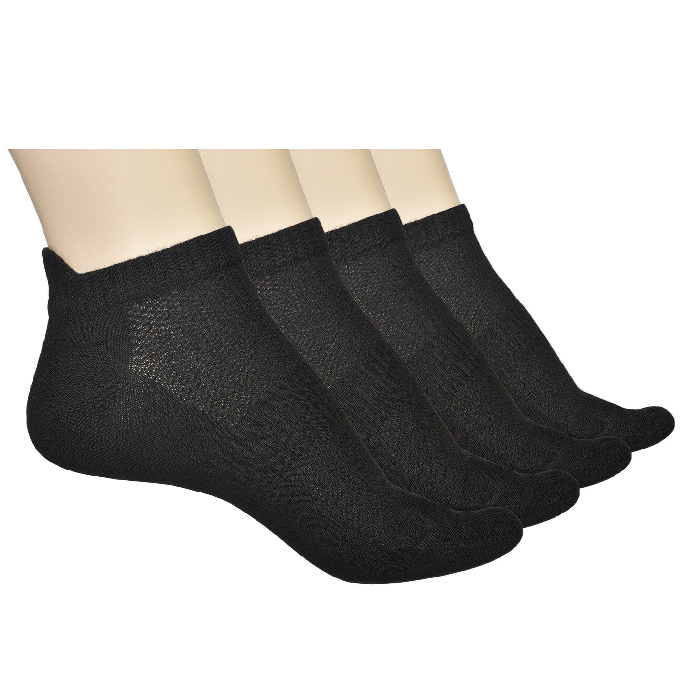 Unisex Ankle Socks - 4 Pairs - Bamboo Low Cut Ankle Breathable Sports #color_black