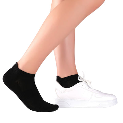 Unisex Ankle Socks - 4 Pairs - Bamboo Low Cut Ankle Breathable Sports #color_black