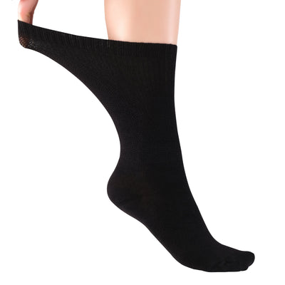 ELYFER Women's Diabetic Crew Socks Circulator #color_black-navy-beige-12