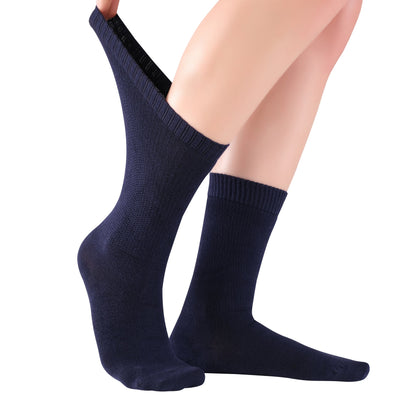 ELYFER Women's Diabetic Crew Socks Circulator #color_black-navy-beige-12