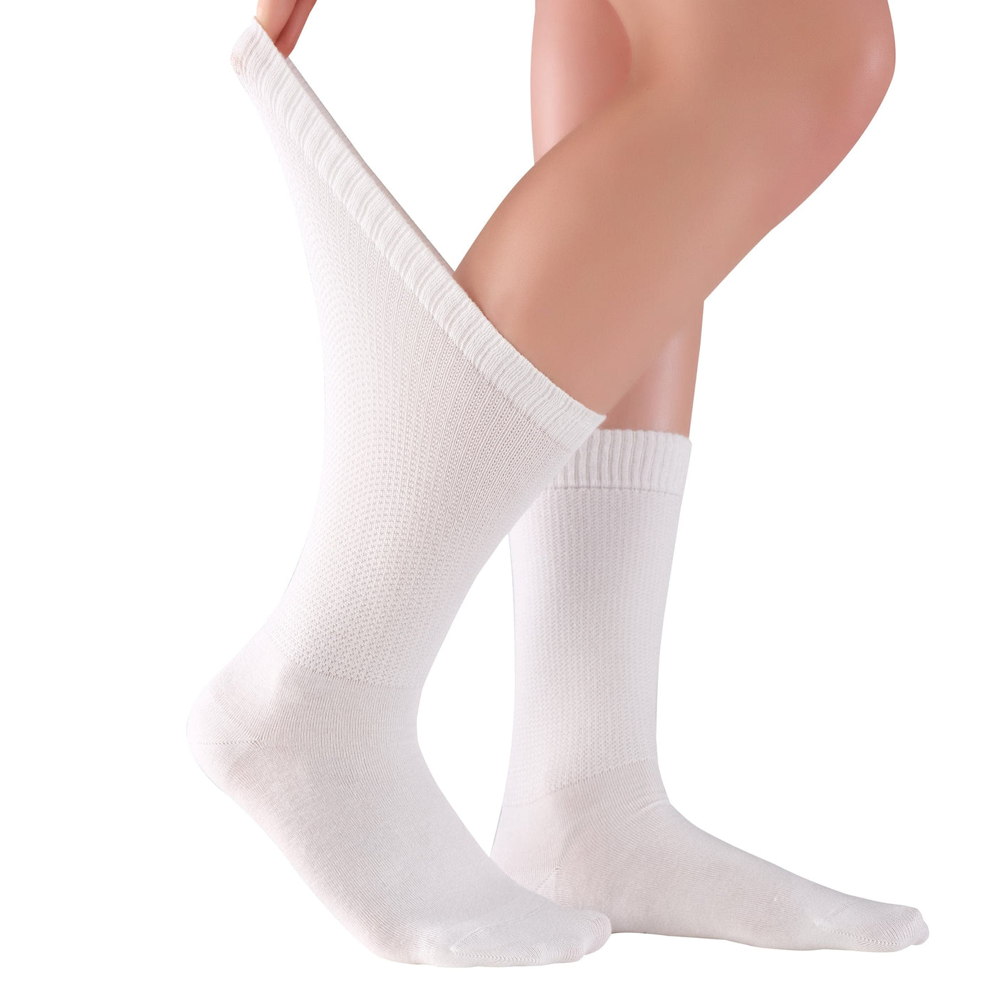 ELYFER Women Thin Bamboo Ultra Soft White Diabetic Crew Socks #color_mixed-24