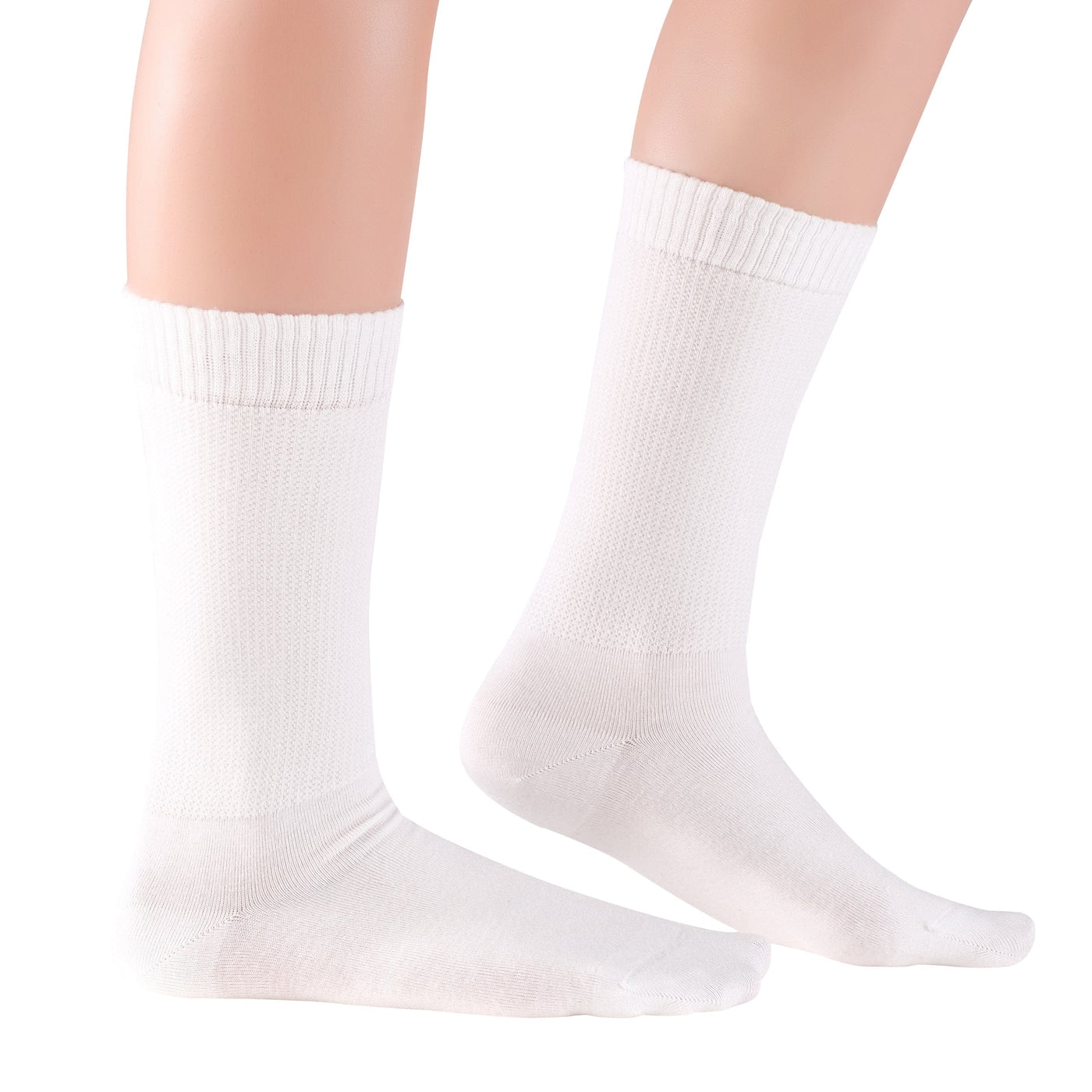 ELYFER Women's Bamboo Diabetic Crew Socks #color_white-8