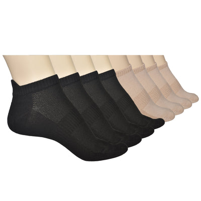 Elyfer Thin Bamboo Unisex Ankle Socks Low Cut Ankle Breathable Sports #color_black-beige