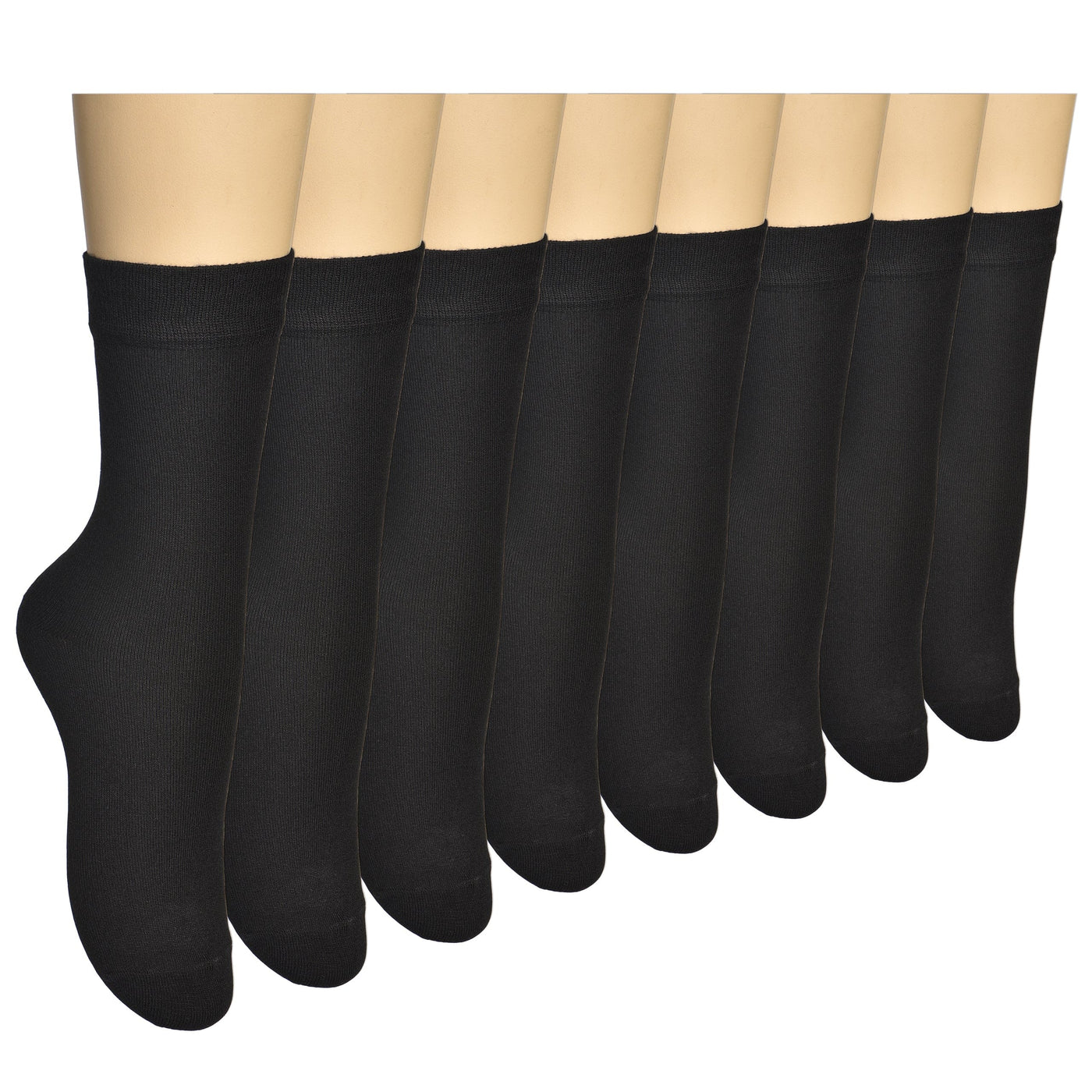 Elyfer Womens Thin Bamboo Dress Socks Seamless Toe - Above Ankle - Soft - Durable - Breathable 8 Pairs #color_black