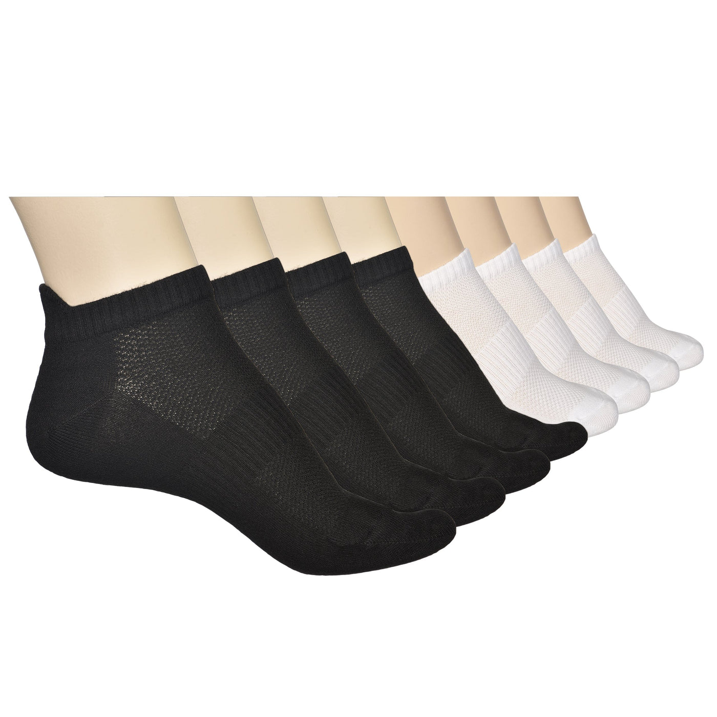Elyfer Thin Bamboo Unisex Ankle Socks Low Cut Ankle Breathable Sports #color_black-white