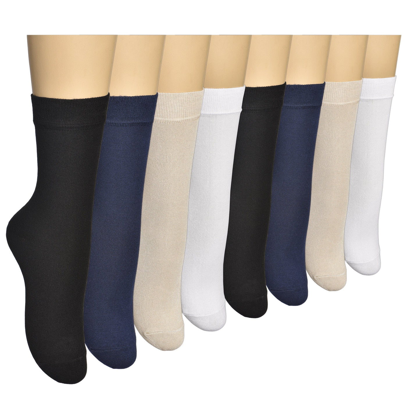 Elyfer Womens Thin Bamboo Dress Socks Seamless Toe - Above Ankle - Soft - Durable - Breathable 8 Pairs #color_mix