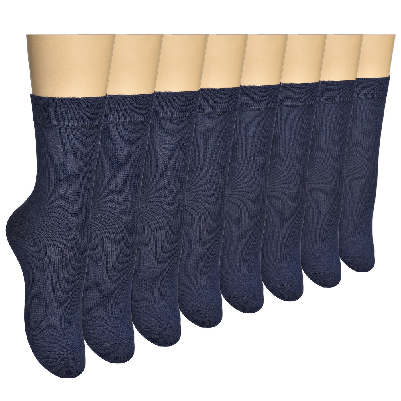 Elyfer Womens Thin Bamboo Dress Socks Seamless Toe - Above Ankle - Soft - Durable - Breathable 8 Pairs #color_navy