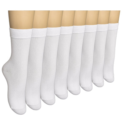 Elyfer Womens Thin Bamboo Dress Socks Seamless Toe - Above Ankle - Soft - Durable - Breathable 8 Pairs #color_white
