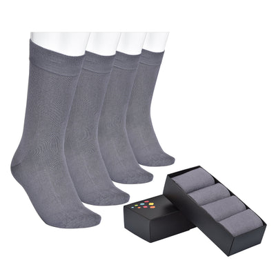 Men's Bamboo Dress Socks - 4 Pairs Mens Calf Socks #color_grey