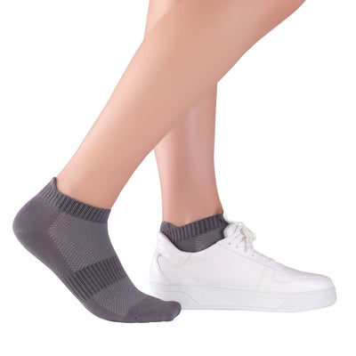 Elyfer Thin Bamboo Unisex Ankle Socks Low Cut Ankle Breathable Sports #color_black-grey