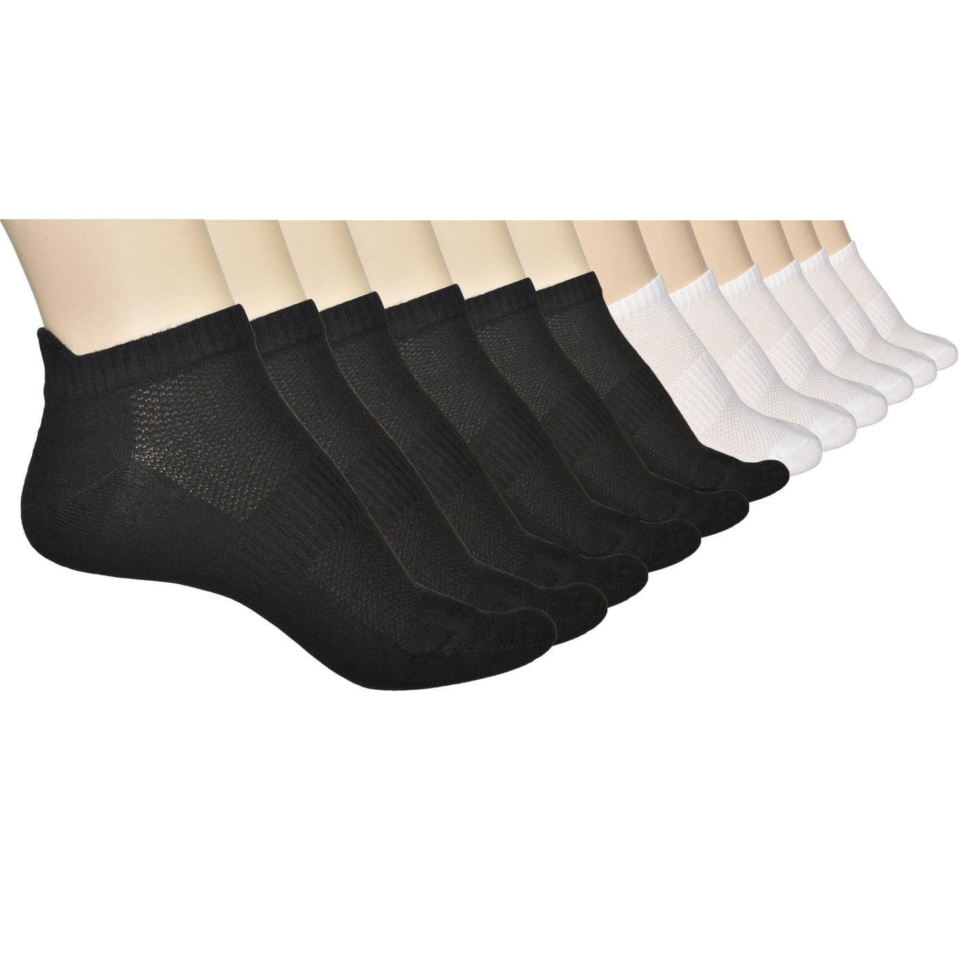 Unisex Ankle Socks - Bamboo Low Cut Ankle Breathable Sports #color_black-white