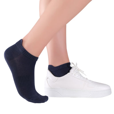 Elyfer Thin Bamboo Unisex Ankle Socks Low Cut Ankle Breathable Sports #color_navy